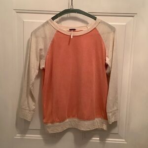 Coral and cream raglan long sleeve tee